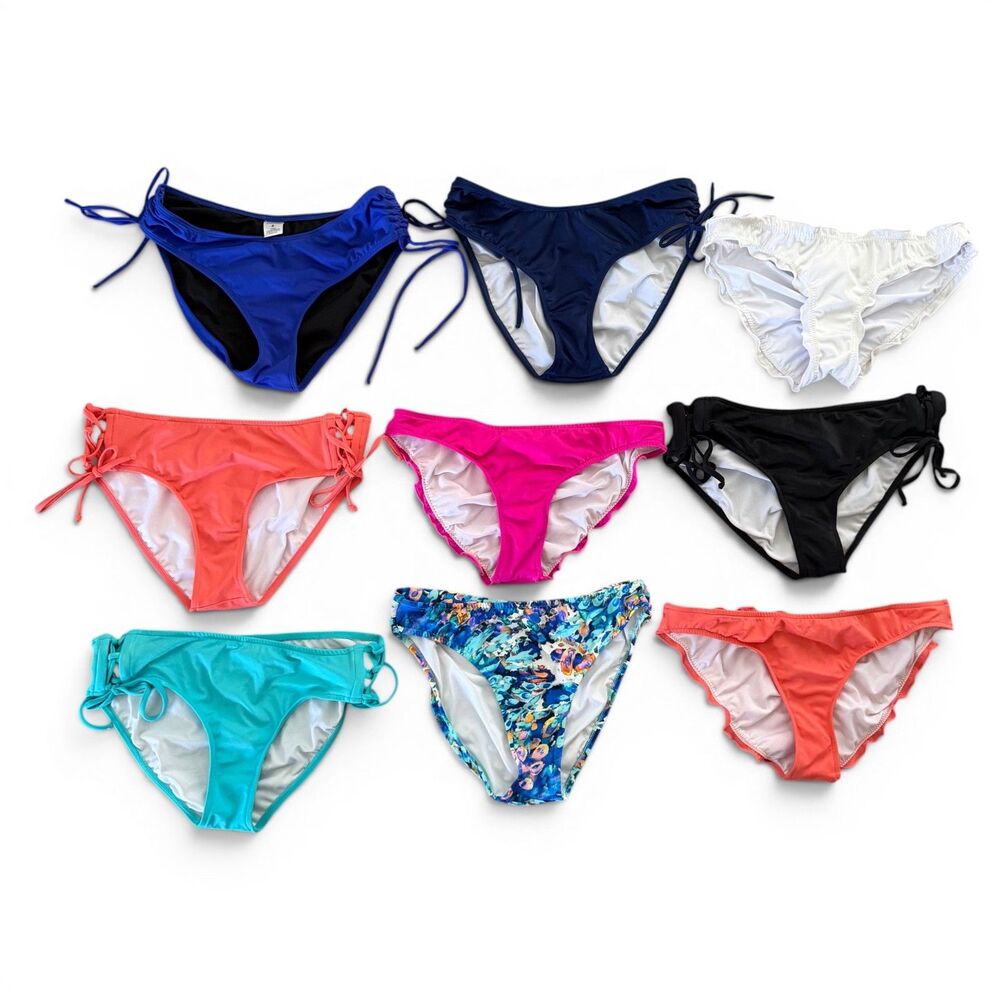 VENUS Womens Bikini Bottom Lot Size 6 Swim Side Tie Ruched 9 Pieces